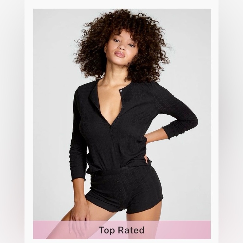 Victoria's Secret Black Pointellle Pajama Set